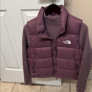 Both The North Face Plum Quilted Vest and North Face top set
